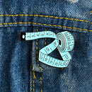 Fashion Brooch Enamel Measuring Tape Creative Badges Pins Jacket Ornaments Gift