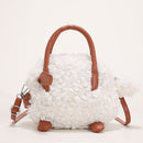 Women Soft Warm Plush Sheep Handbags Winter Soft Warm Designer Zipper Handbags