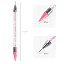 Dual Heads Dotting Wax Pen Point Drill Picker Nail Art Studs Dotter (Pink) Newly