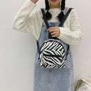 Preppy Style Canvas Zebra Print Backpack Women Travel School Rucksack (A)
