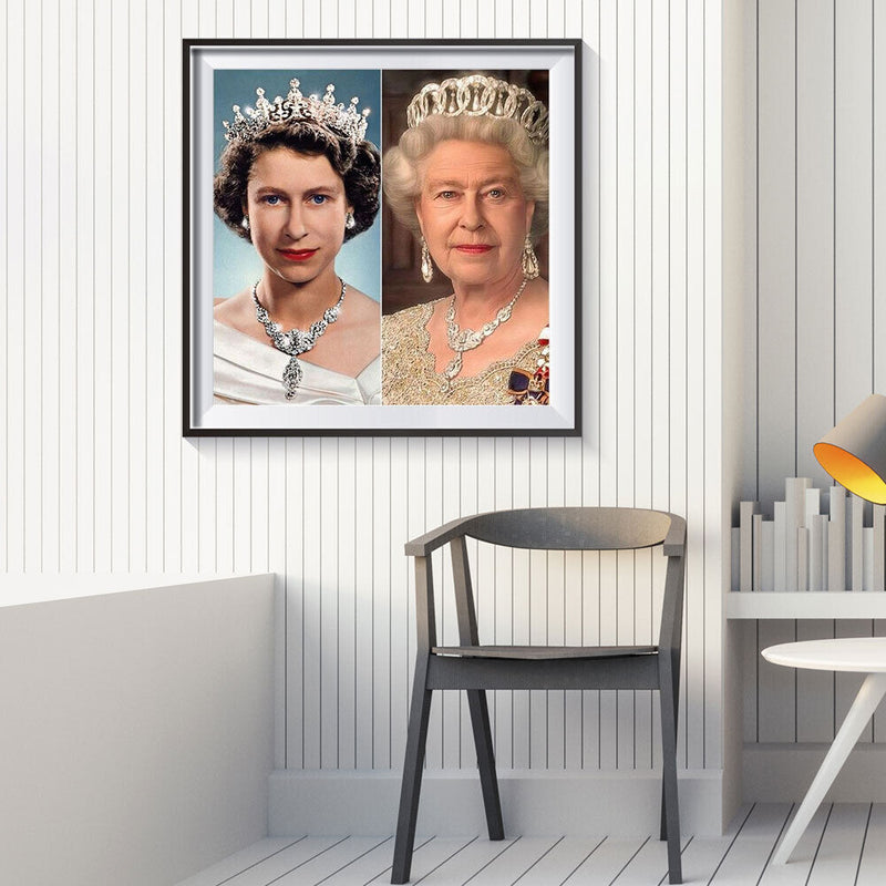 #A The Queen of England 5D DIY Diamond Painting Kits Full Round Drill Wall Decor