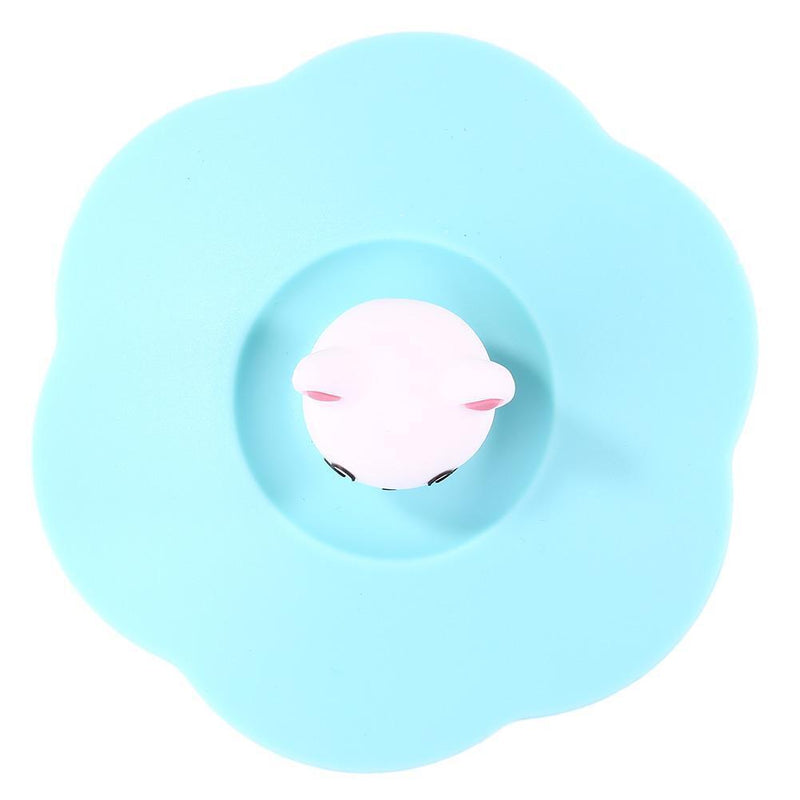 Claer Torx Silicone Cup Cover Leak Proof Cartoon Lid (Pink Blue Cat Head)