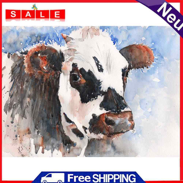 DIY Digital Oil Paint By Number Dairy Cow Drawing Art
