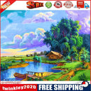 5D DIY Full Round Drill Diamond Painting Lake Scene Mosaic Rhinestone Draw