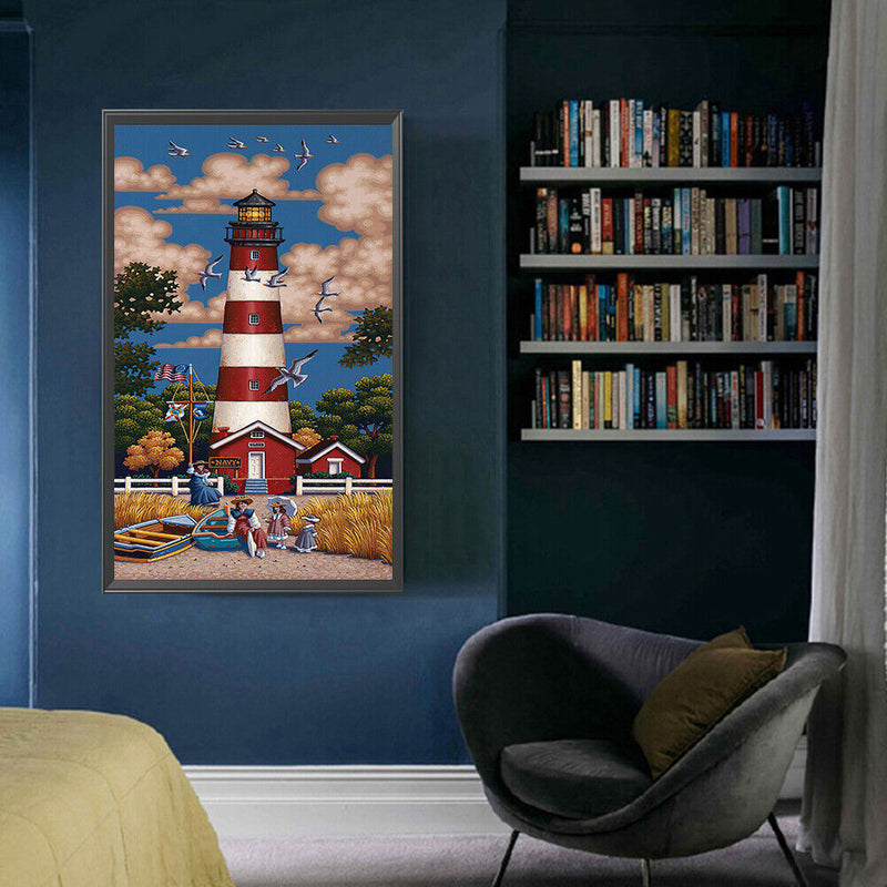 Lighthouse Oil Paint By Numbers Kits DIY Hand Painted Picture for Adults Child
