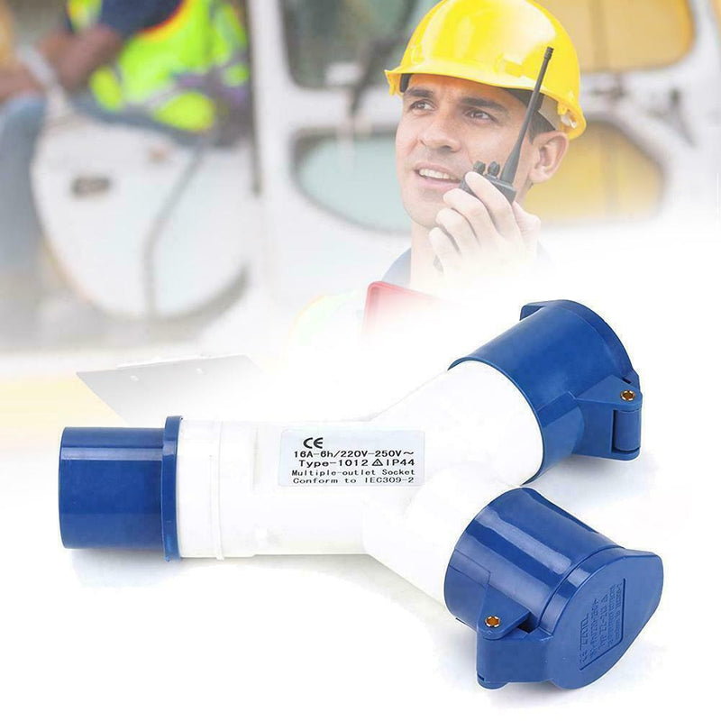 Mains 2Way Electric Hook Up Splitter Y Connector Camping Motorhome Caravan I8N3