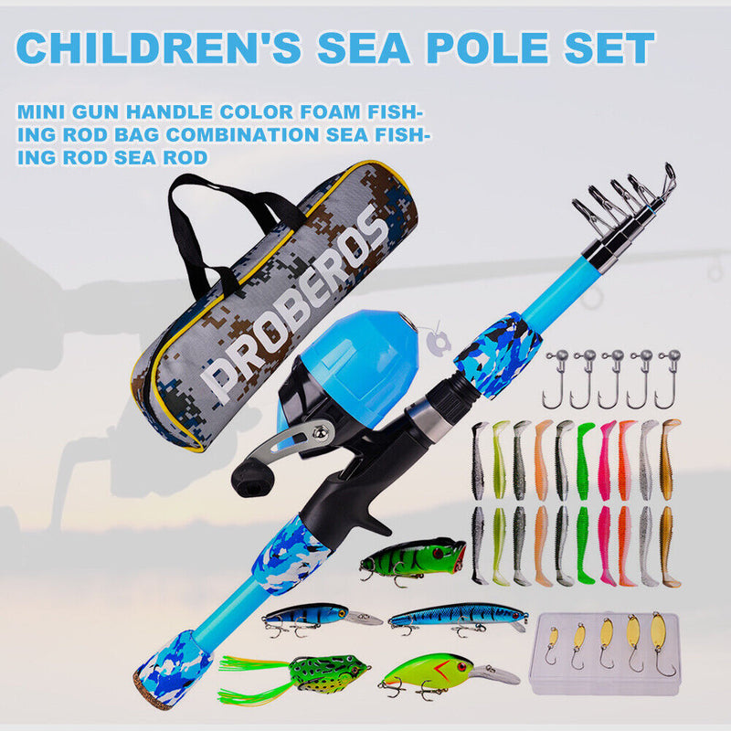 Kid Ice Fishing Rod Set Portable Mini Spinning Saltwater Travel Pole (1.8m)