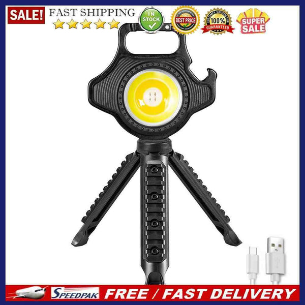 Ultralight Mini LED Flashlight Keychain Rechargeable 500LM Can Opener Work Li