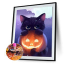 30x40cm 5D DIY Full Round Drill Diamond Painting Halloween Pumpkin Cat Deco