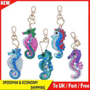 5pcs DIY Full Drill Special Shaped Diamond Painting Seahorse Key Ring Embroidery