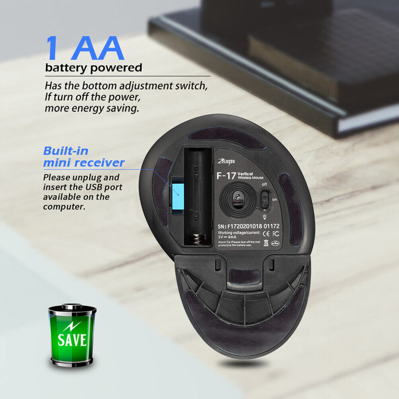 ZELOTES Gaming Mouse Upright Optical Mouse Wireless 6 Button Desktop Game Mouse