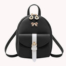 Women Preppy Style Contrast Color PU Leather Mini Messenger Bag Handbag Knapsack