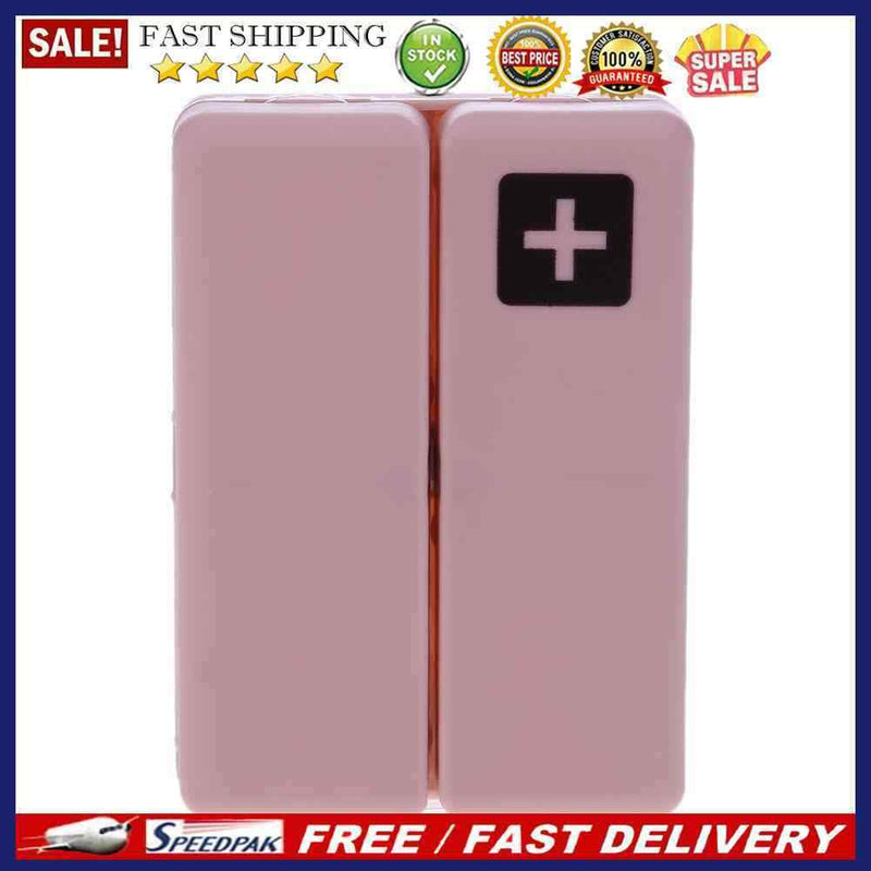 7 Grids Weekly Pill Box Magnet Lid Tablet Storage Box Pill Splitter (Pink)