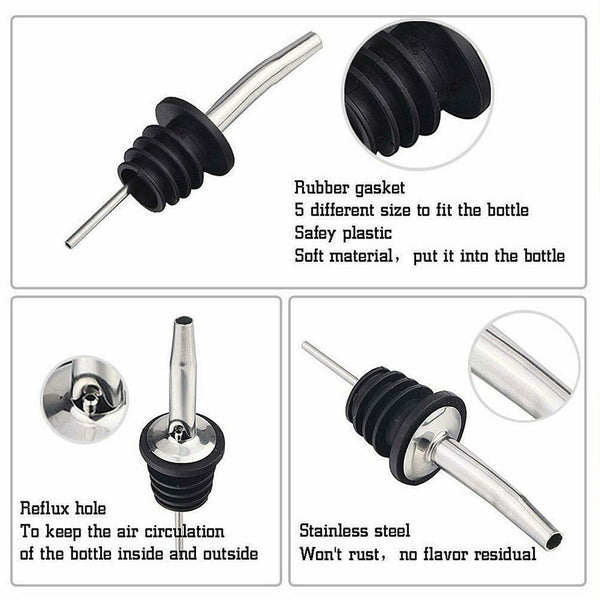 Steel Tapered Liquor Pourer Wine oil Bottle Stopper pour Spout T0G7