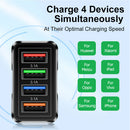 3.1A 4 USB Port Butterfly Illuminated Wall Charger Adapter (US Black)