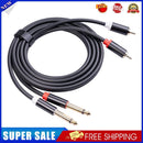 2 RCA Male to Dual 6.35 Jack Male Audio Cable Mixer Amplifier Adapter Cord