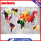 Painting By Numbers DIY World Map Room Wall Picture Hand Painted Handwork Craft