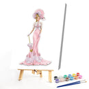 Lady in Pink Dress Oil Paint By Numbers DIY Frameless Drawing Picture Adults Kit