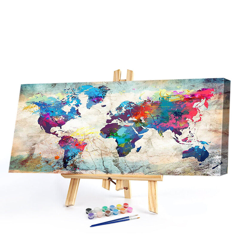 World Map Oil Paint By Numbers Kits Canvas Picture DIY Home Decoration Gift