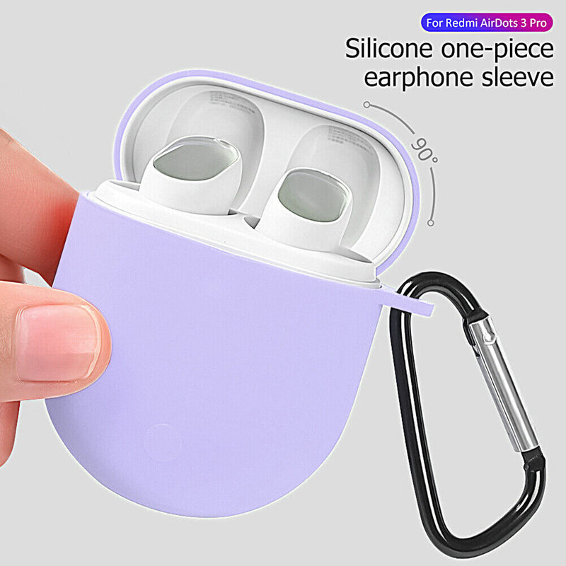 For Redmi AirDots 3 Pro Silicone Protective Case Cover w/ Keychain (Purple)