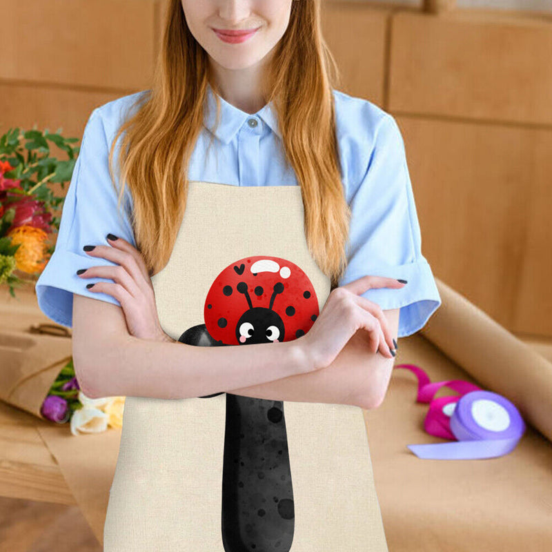 Ladybug T Linen Kitchen Apron Household Waterproof Pinafore Bibs (82x68cm)