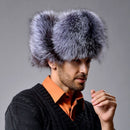 Hunting Bomber Hat with Fur Ear Flaps Men's Russian Hat Winter Trapper Hat