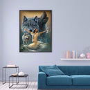 5D DIY Diamond Woman Wolf Full Round Drill Mosaic Wall Art Picture of Rhinestone