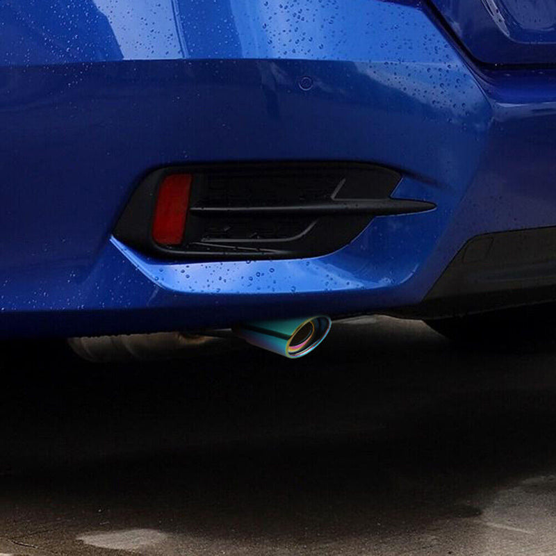 Burnt Multicolor Straight Stainless Steel Car Exhaust Tip Muffler Silencer Newly