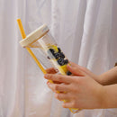 Plastic Water Bottle Straws Portable Tea Fruit Outdoor Travel Mug (Yellow) Newly