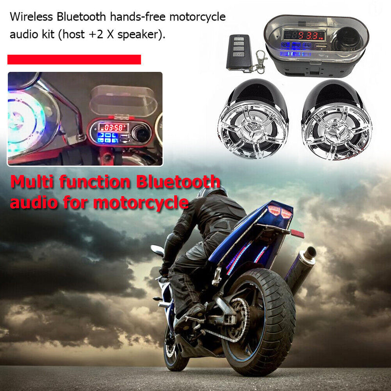 HY-007 Motorcycle Bluetooth Speaker Audio System with Mic TF Radio USB Char