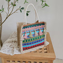 Women Linen Shoulder Bag Retro Ethnic Large Capacity Tassels Tote Travel Handbag