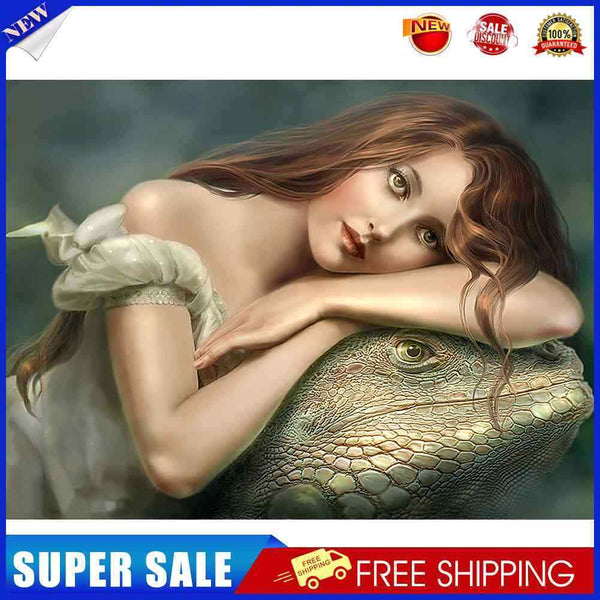 Girl and Lizard Oil Paint By Numbers Kit DIY Acrylic Painting on Canvas Art