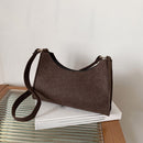 Women Felt Solid Color Shoulder Bag Casual Zipper Messenger Bag (Curry)