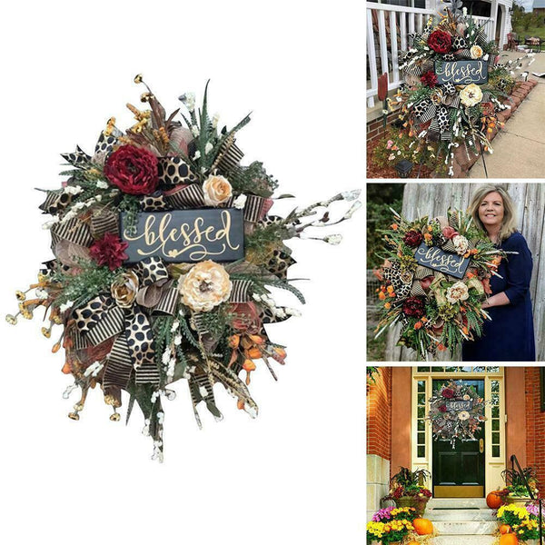 Fall Door WreathThanksgiving Day Christmas Harvest Front-Door Wreath gifts