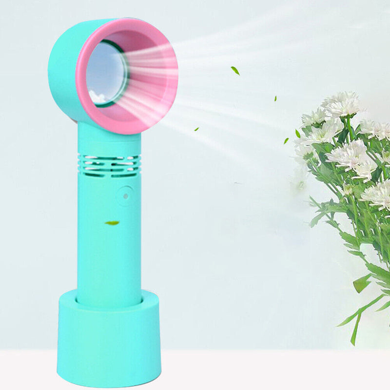 Portable Bladeless Cooling Fan Summer Personal Handheld Desktop Fan (Blue)