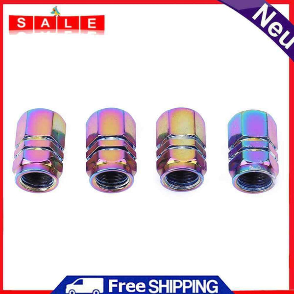 4PCS Colorful Hexagonal Aluminum Alloy Car Tires Stem Cap Valve Lid For