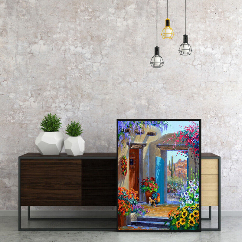Backyard Flower Oil Painting By Numbers Kit DIY Frameless Picture On Canvas