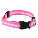 2.5cm LED Night Flashing Dog Pet Necklace Nylon Collar Leash(Pink/L)