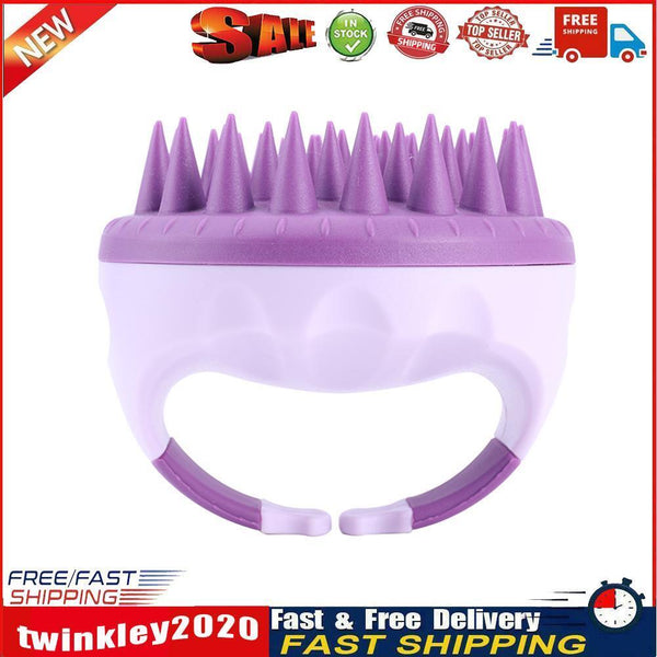 Portable Silicone Shampoo Brush Round Soft Scalp Massage Brush (Purple) Newly