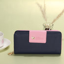 Long Women Wallets Card Holder Clutch Purse Coin Money Bag (Dark Blue)