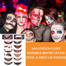 Halloween Clown Mouth Tattoos Removable 12 Piece for Costume Parties Role Plays