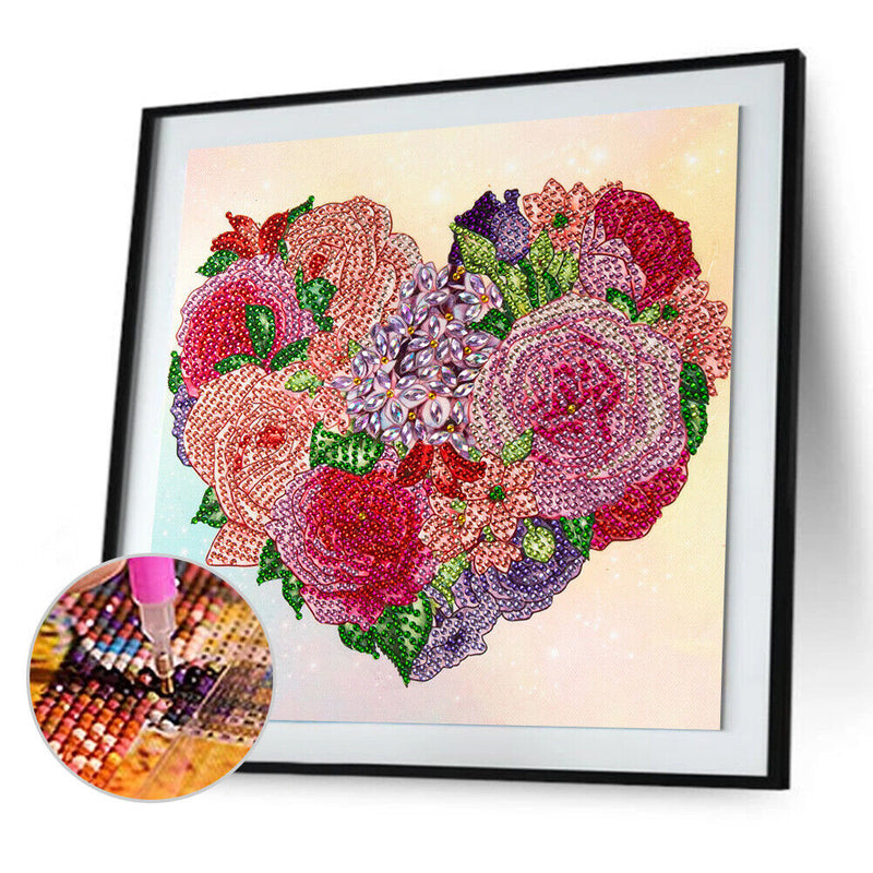 Part Special Shaped Drill Diamond Painting 5D Flower Heart Handiwork Mosaic Kit