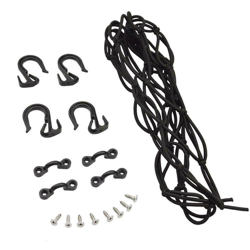 15"x15" Deck Cargo Bungee Net with Pad Eyes & Hooks Boat For Canoe Marine Q3J2