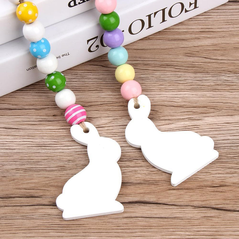 DIY Rabbit Farmhouse Rustic Beads Easter Tassel Easter Wood Beads Tassel