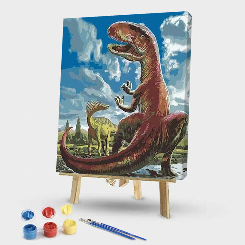 DIY Digital Oil Painting Kit Coded Hand Painted Picture Dinosaur Acrylic Paint