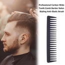 Pro Wide Tooth Carbon Comb Barber Hairdressing Cutting Styling Anti-Static