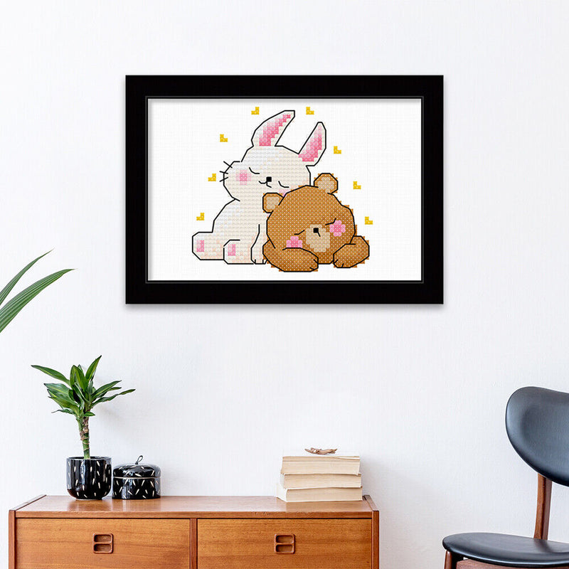 25x20cm DIY Cross Stitch 11CT Stamp Kit Needlework (Sleeping Animals)
