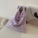 Women Simple Fashion Messenger Bag Soft Fur Solid Color Autumn Travel Handbag