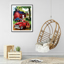 5D DIY Diamond Painting Kits Red House and Car Full Round Drill Crafts Mosa