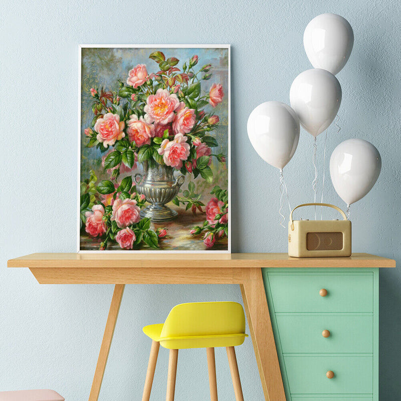 Diamond 5D Craft DIY Full Square Drill Drawing Flowers Vase Painting Kit Craf